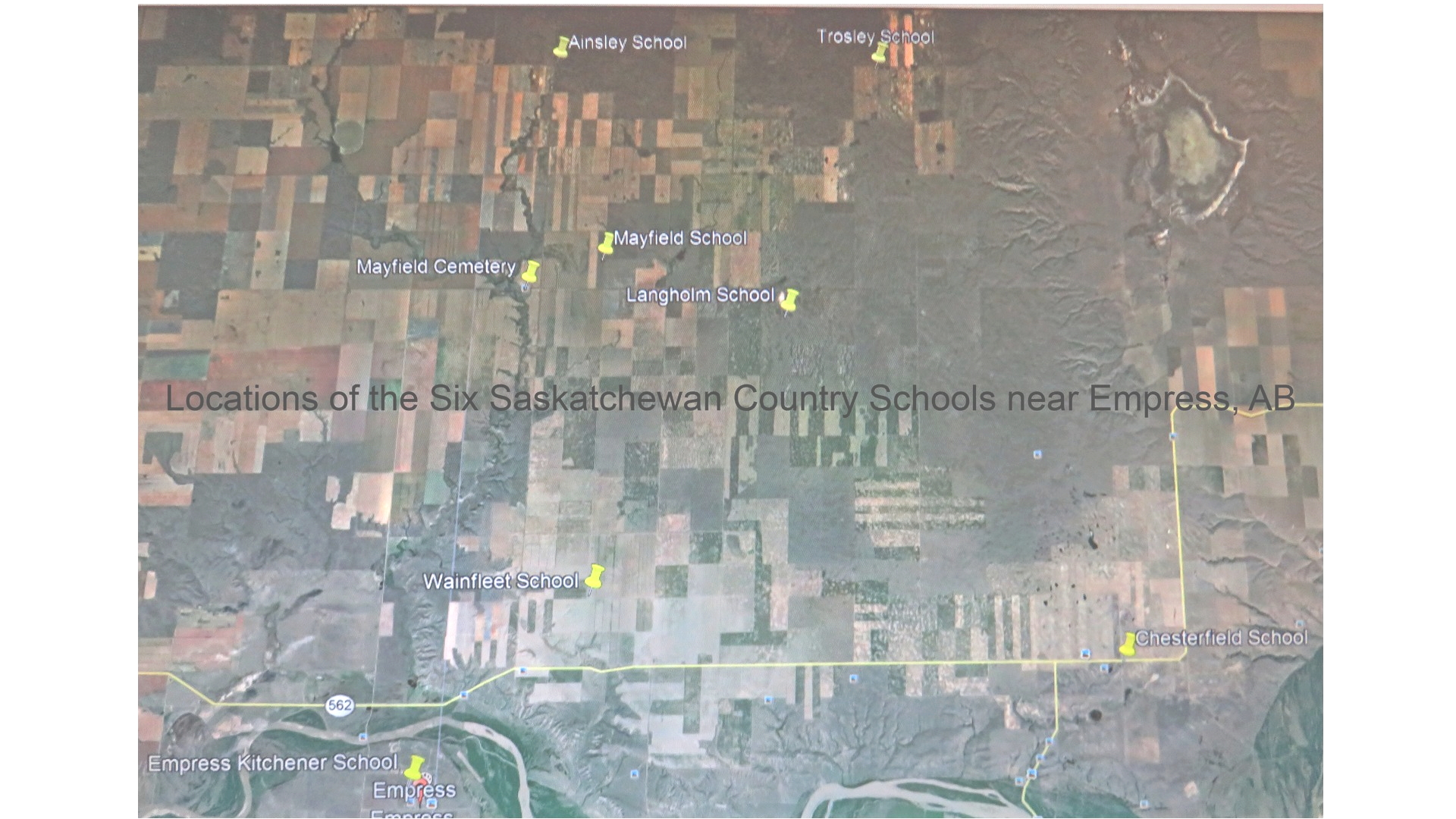 Locations of the Six Saskatchewan Schools near Empress, AB